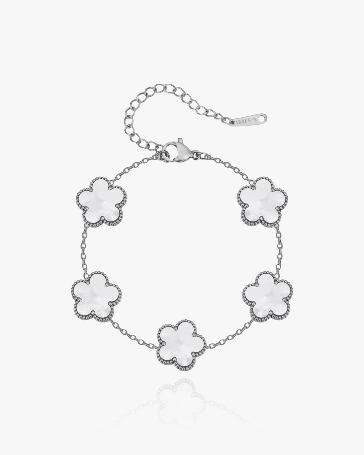 Flower Clover Bracelet White