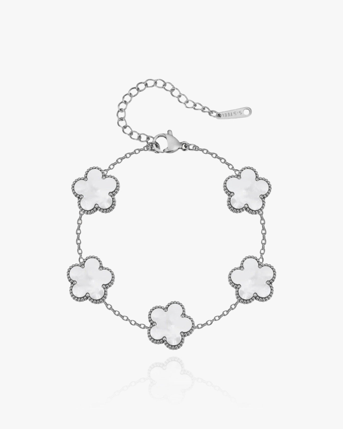 Flower Clover Bracelet White