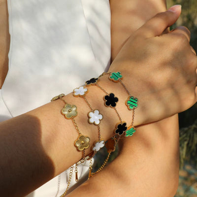 Flower Clover Bracelet White