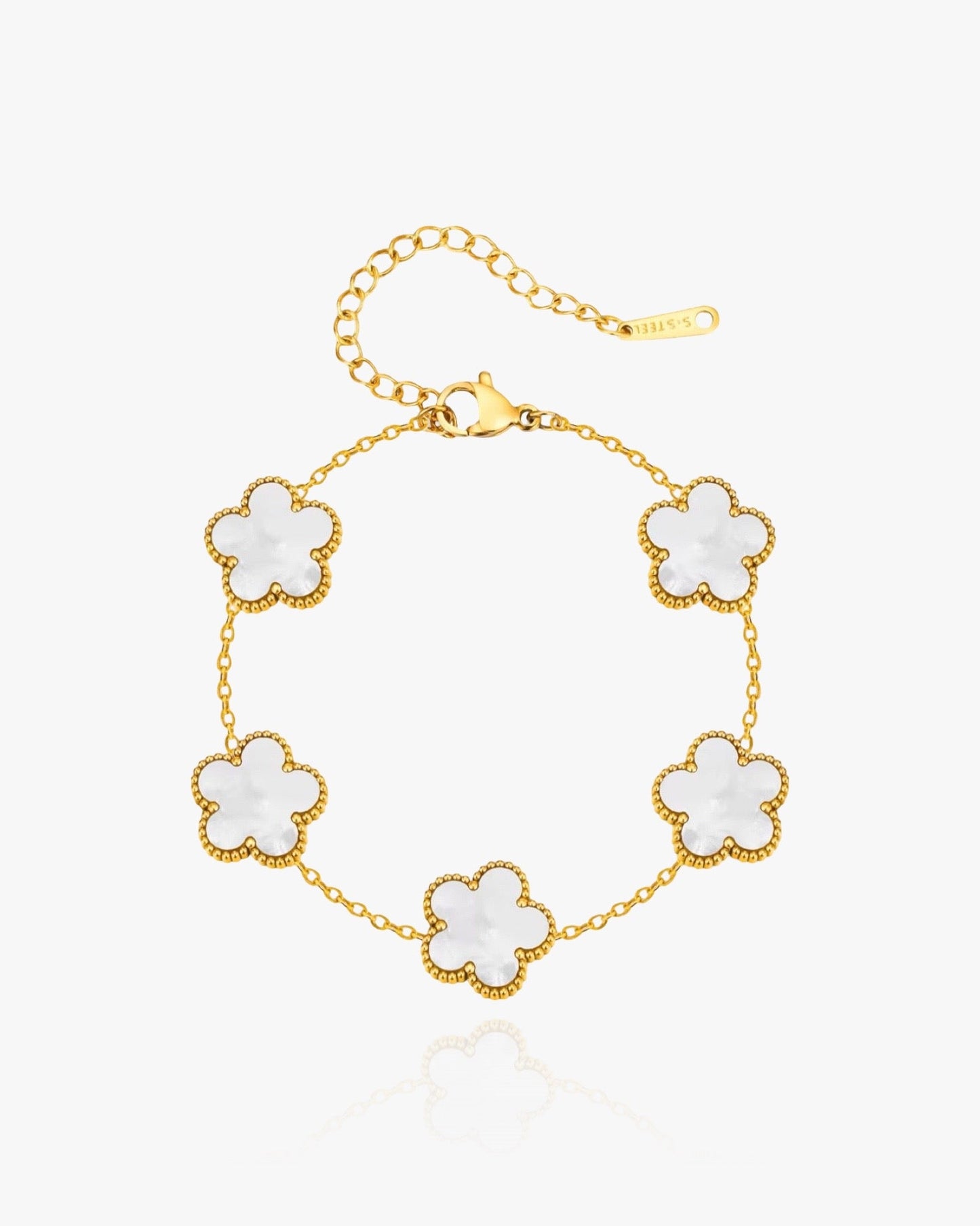 Flower Clover Bracelet White