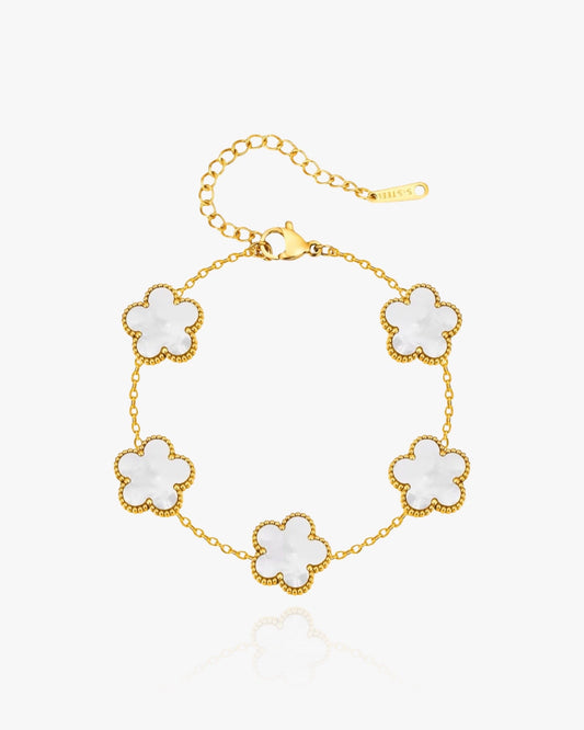 Flower Clover Bracelet White