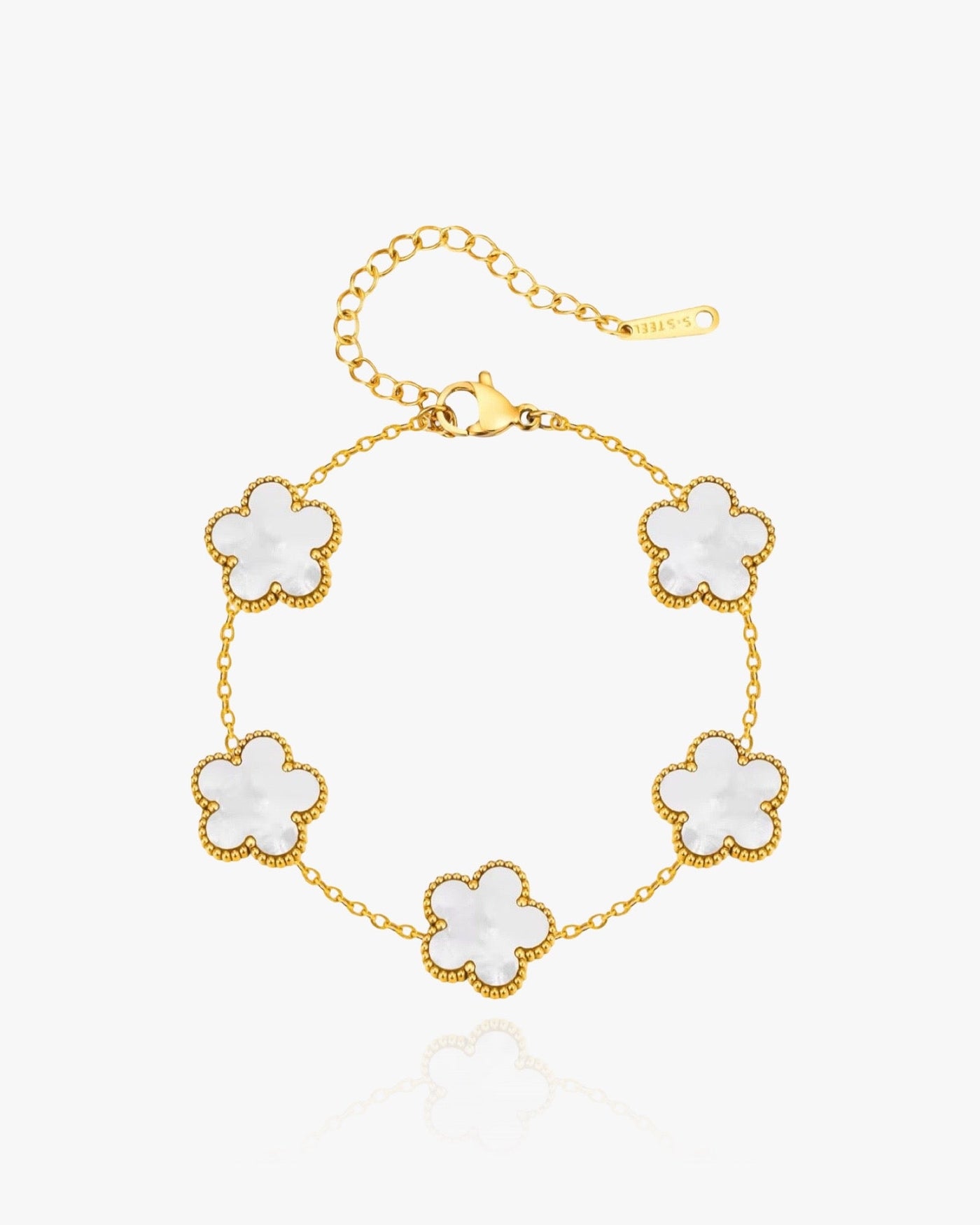 Flower Clover Bracelet White