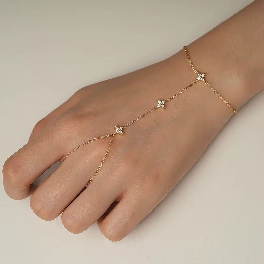 Lucky Clover Hand Chain Sterling Silver