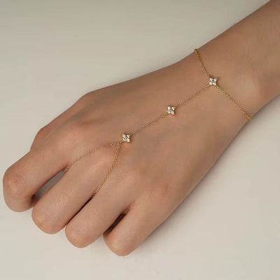 Lucky Clover Hand Chain Sterling Silver
