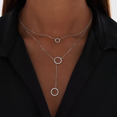 Minimalist Tie Y Shape Circle Necklace