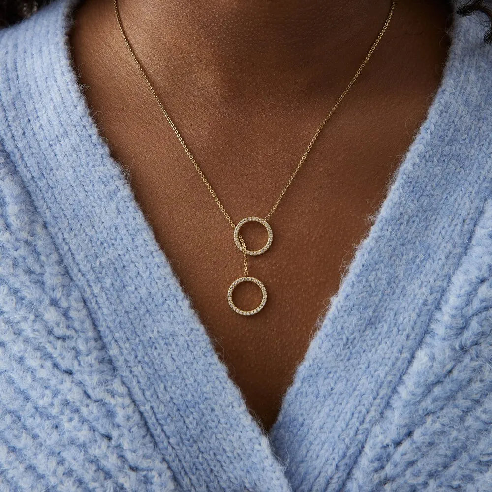 Minimalist Tie Y Shape Circle Necklace