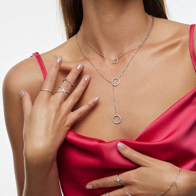 Minimalist Tie Y Shape Circle Necklace