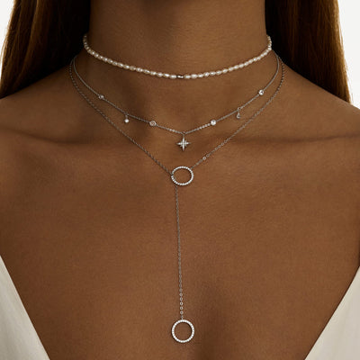 Minimalist Tie Y Shape Circle Necklace