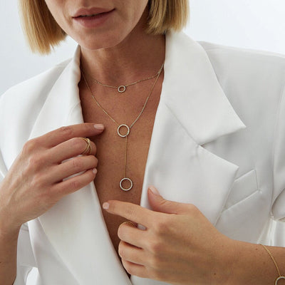 Minimalist Tie Y Shape Circle Necklace