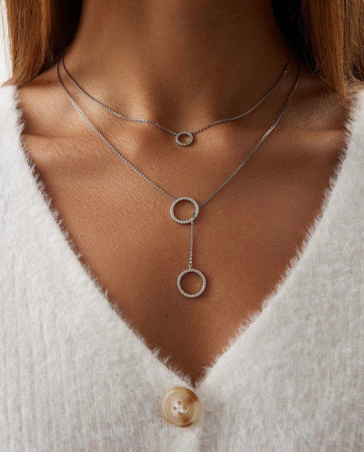 Minimalist Tie Y Shape Circle Necklace