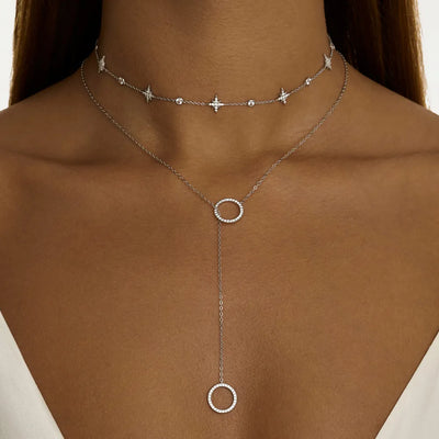 Minimalist Tie Y Shape Circle Necklace