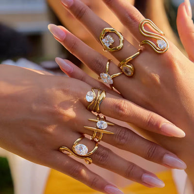 Molten Circle Diamante Ring