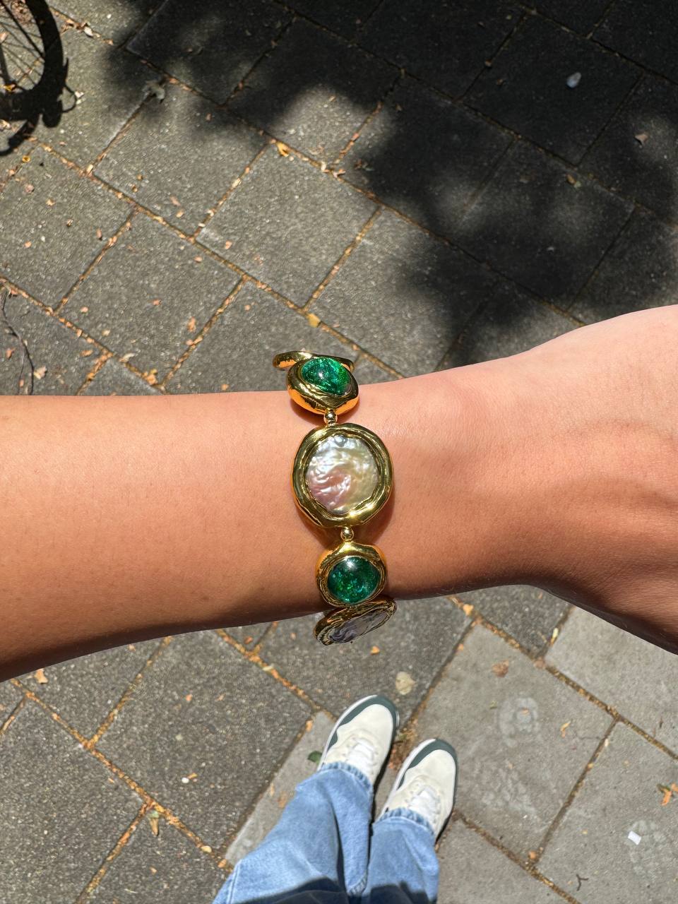 Molten Gold Bracelet Natural Pearl