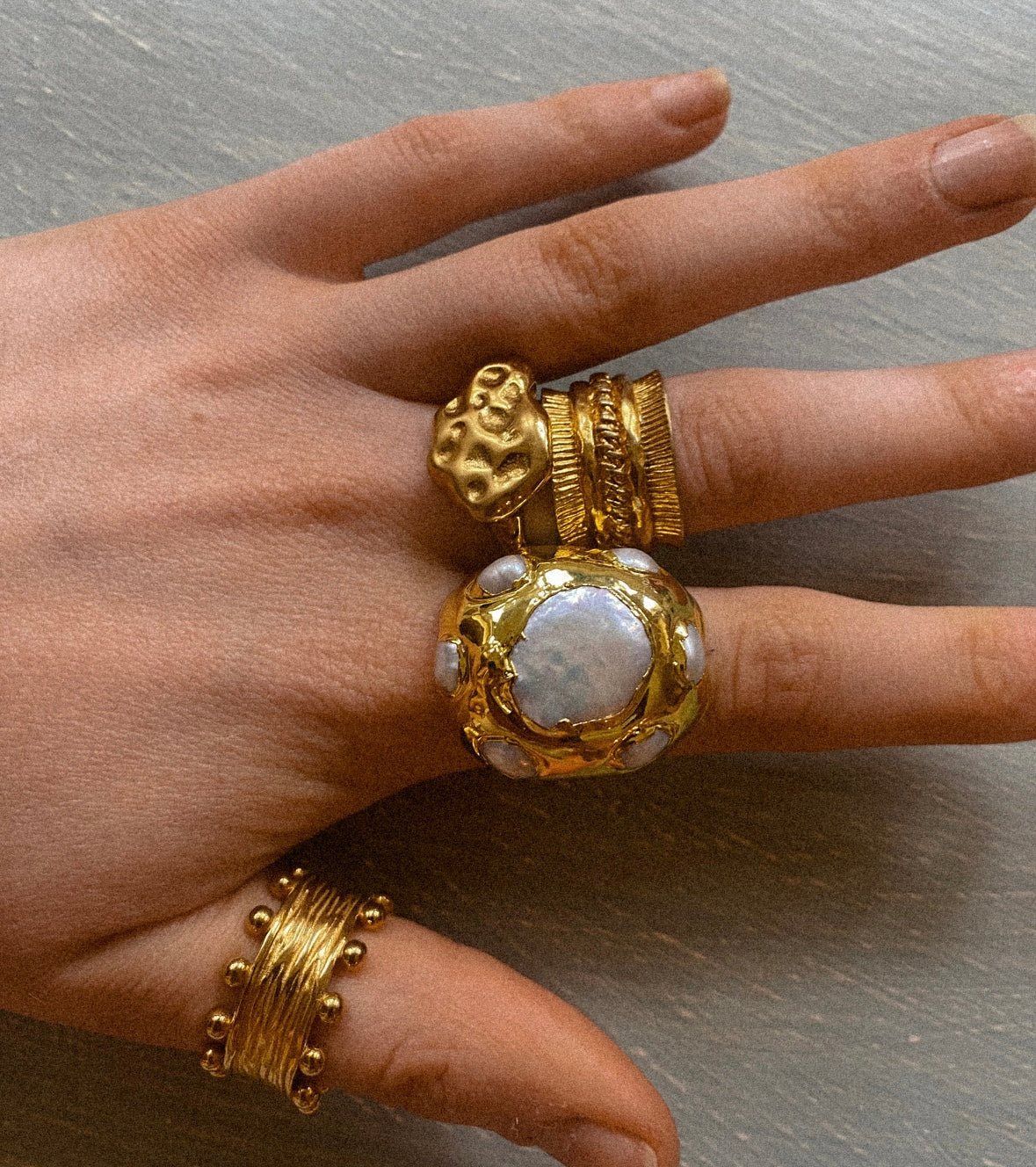 Molten Natural Pearl Ring