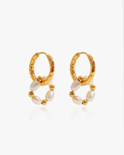 Molten Pearl Hoop Earrings