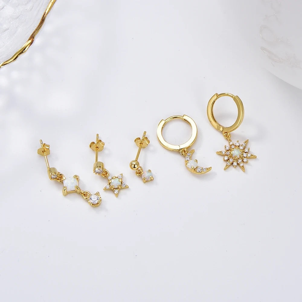 Opal Stars Earrings Set