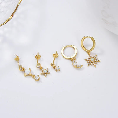 Opal Stars Earrings Set