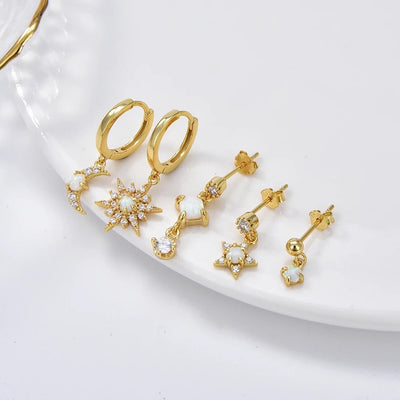 Opal Stars Earrings Set