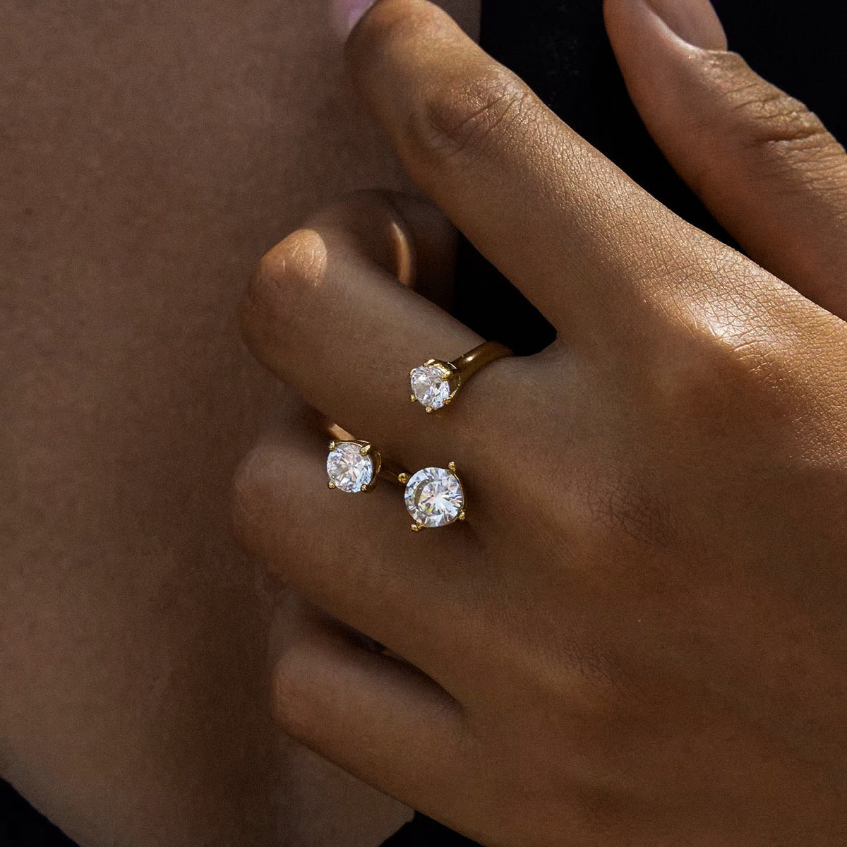 Open Effect Diamante Ring