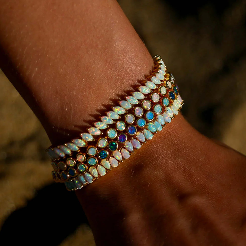 Pastel Opal Bracelet Sterling Silver