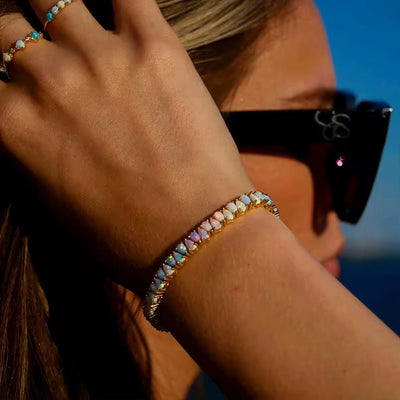 Pastel Opal Bracelet Sterling Silver