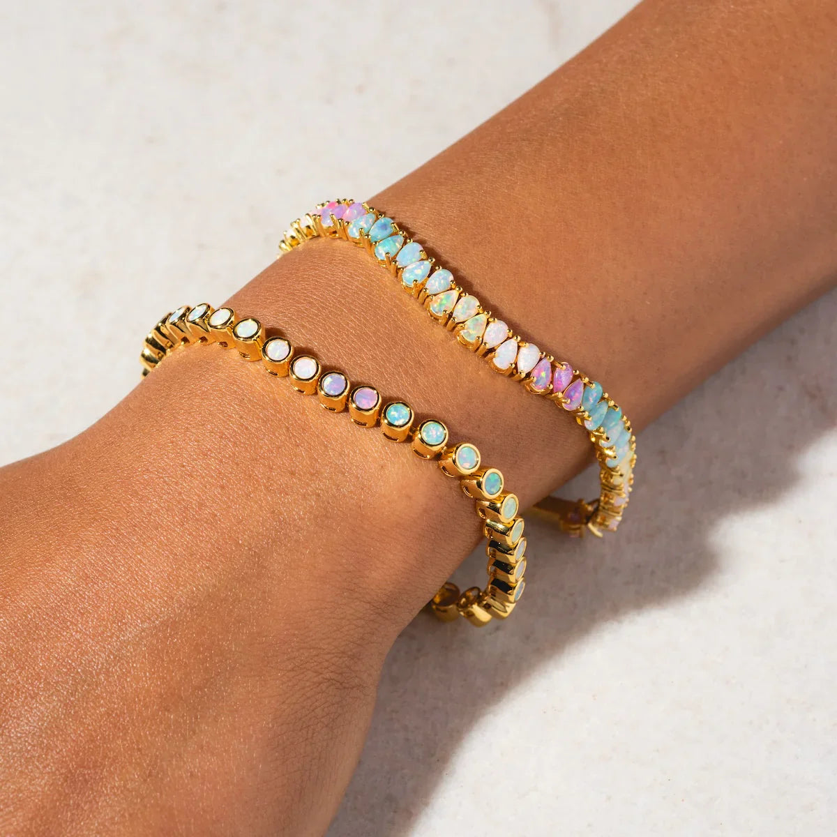 Pastel Opal Bracelet Sterling Silver