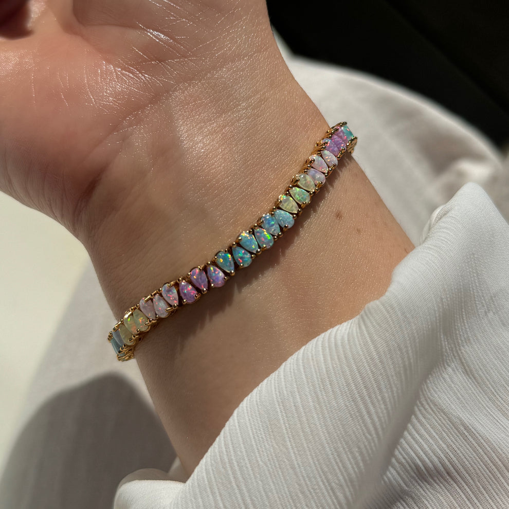 Pastel Opal Bracelet Sterling Silver