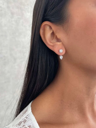 Pear Cut Jacket Earrings Sterling Silver