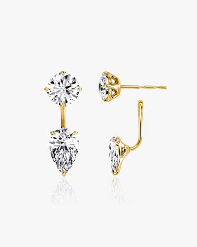 Pear Cut Jacket Earrings Sterling Silver