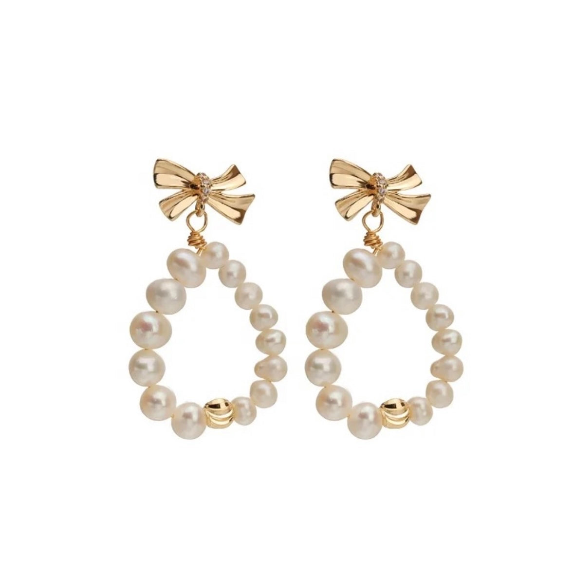 Pearl Bow Tie Hoops