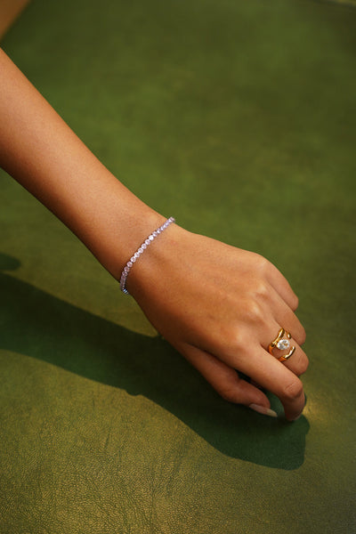 Pink Tennis Bracelet Silver