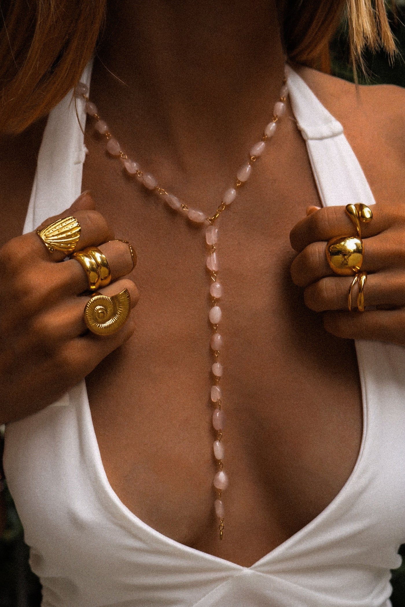Rose Quartz Y-Shape Necklace
