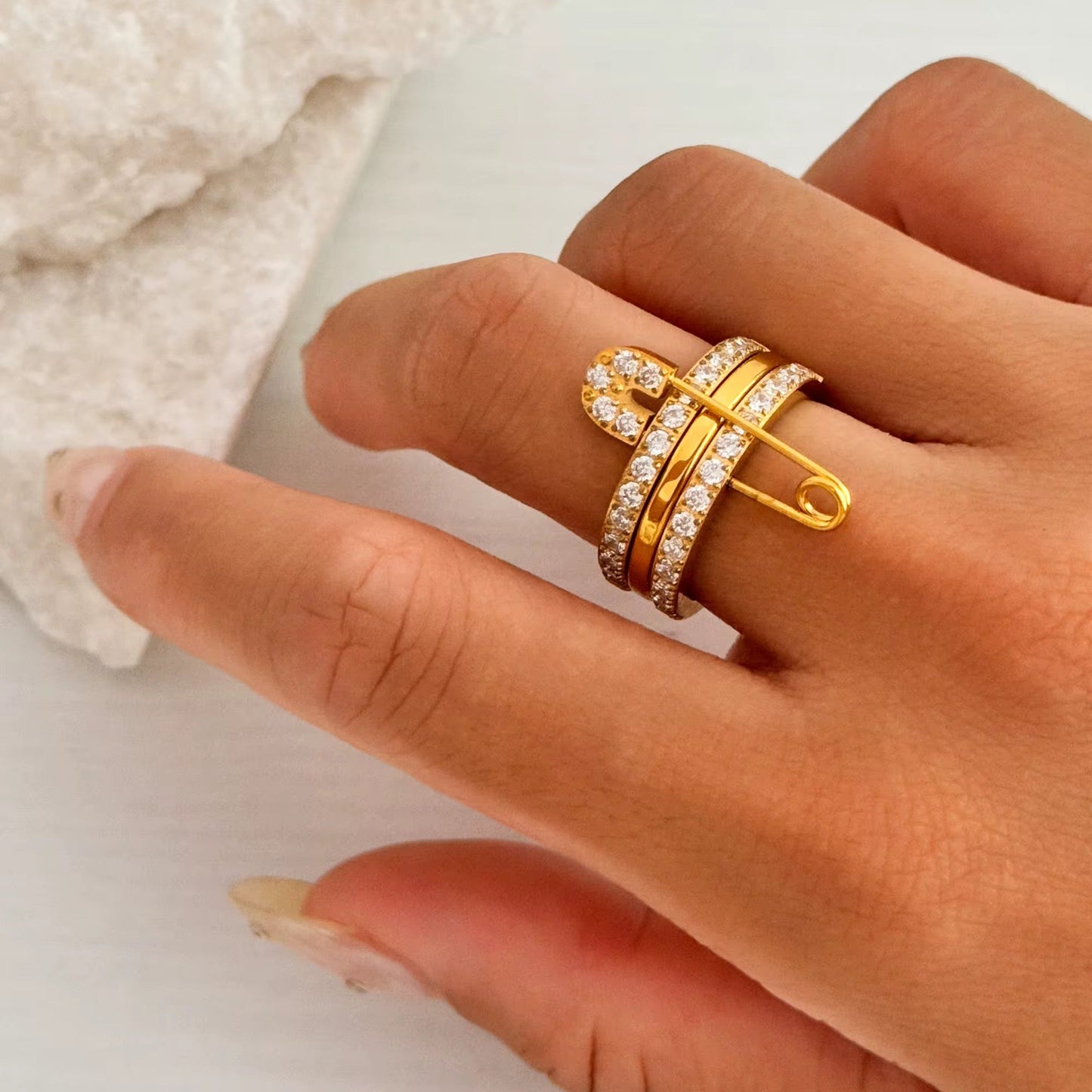Safety Pin Stacking Ring