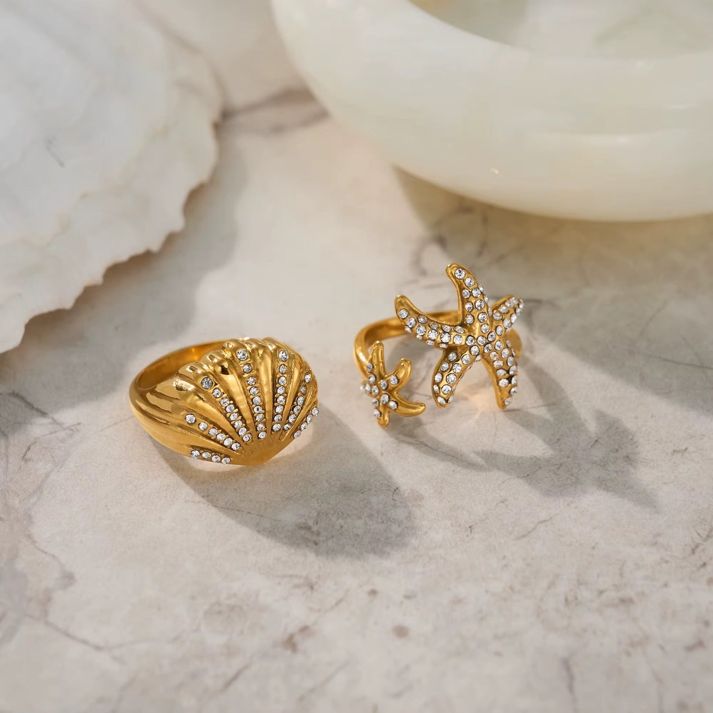 Starfish Diamante Ring