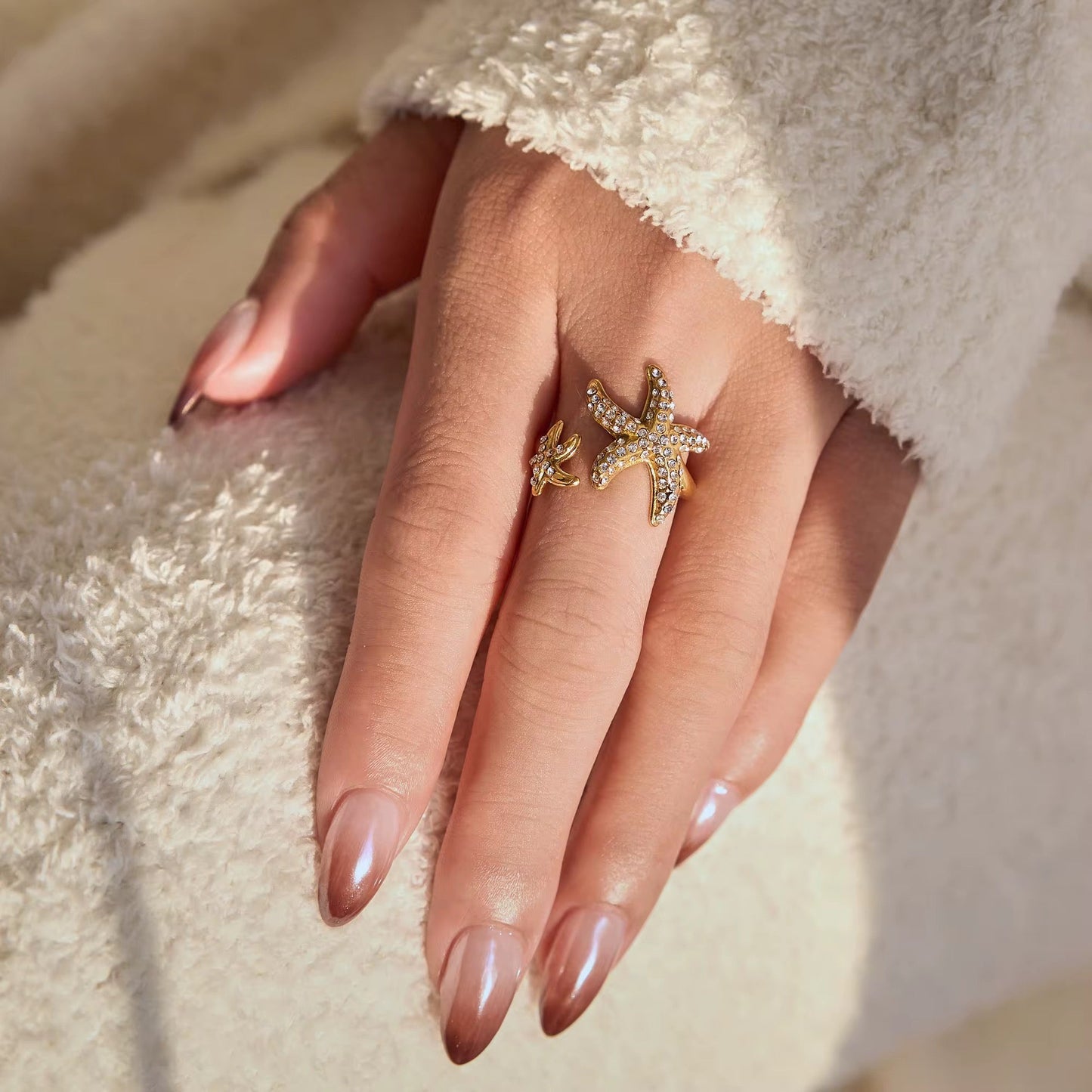 Starfish Diamante Ring