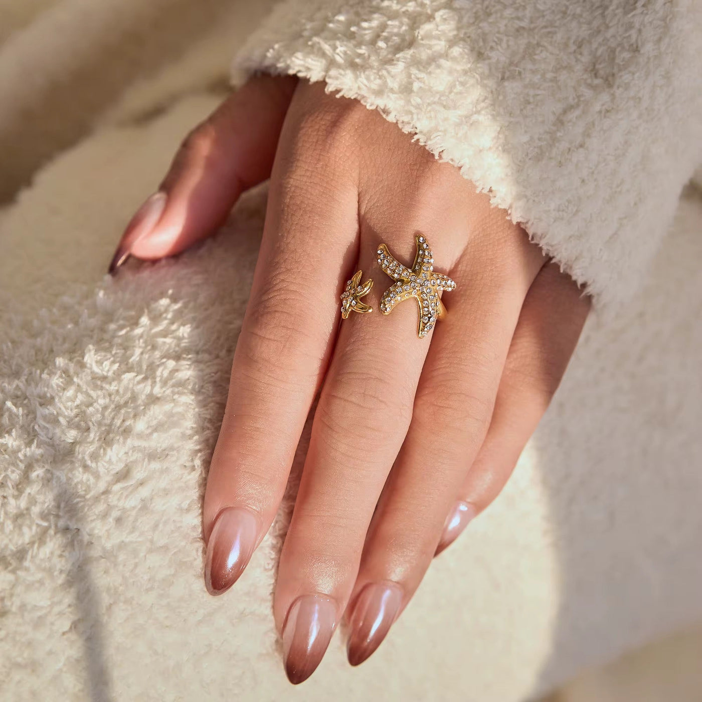 Starfish Diamante Ring