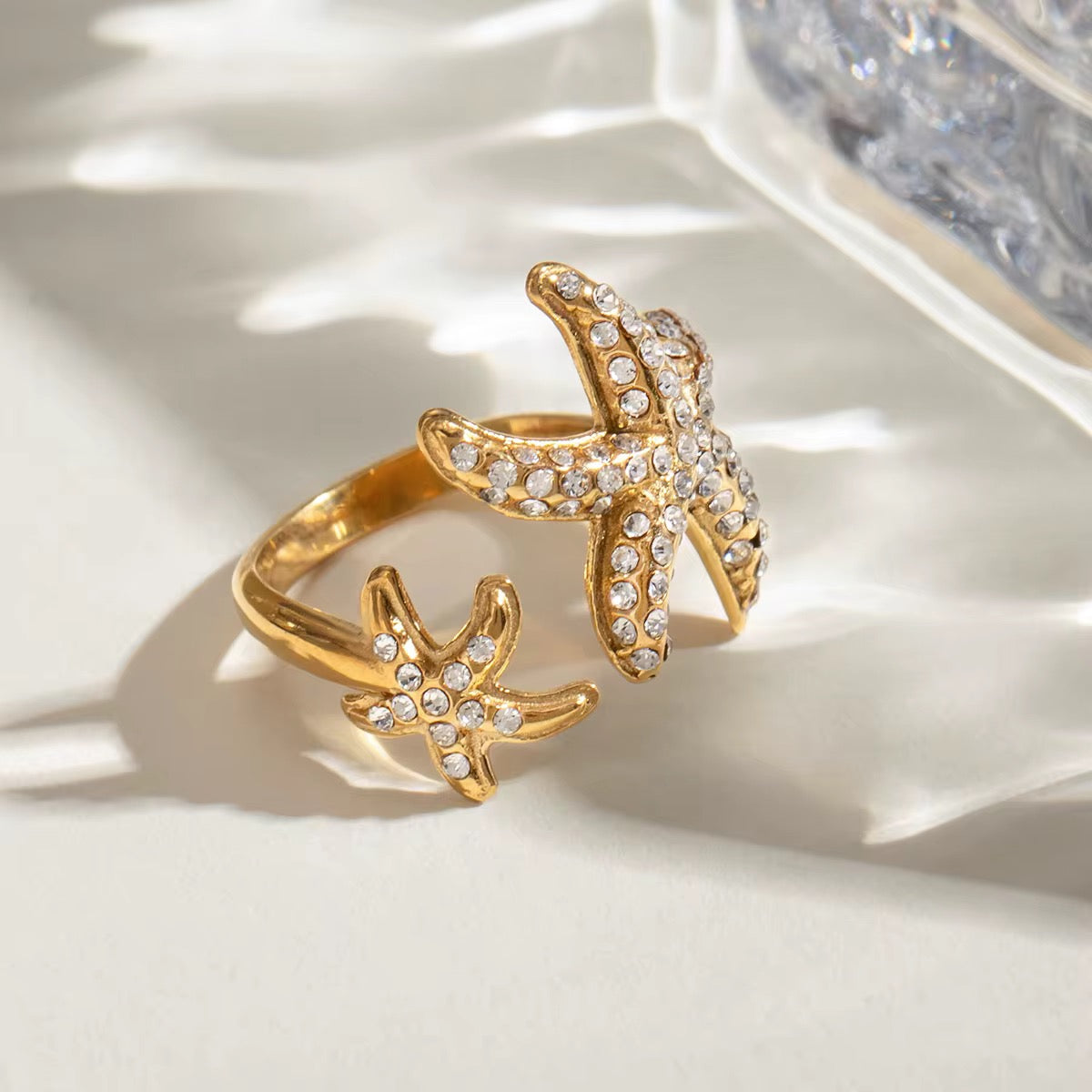 Starfish Diamante Ring