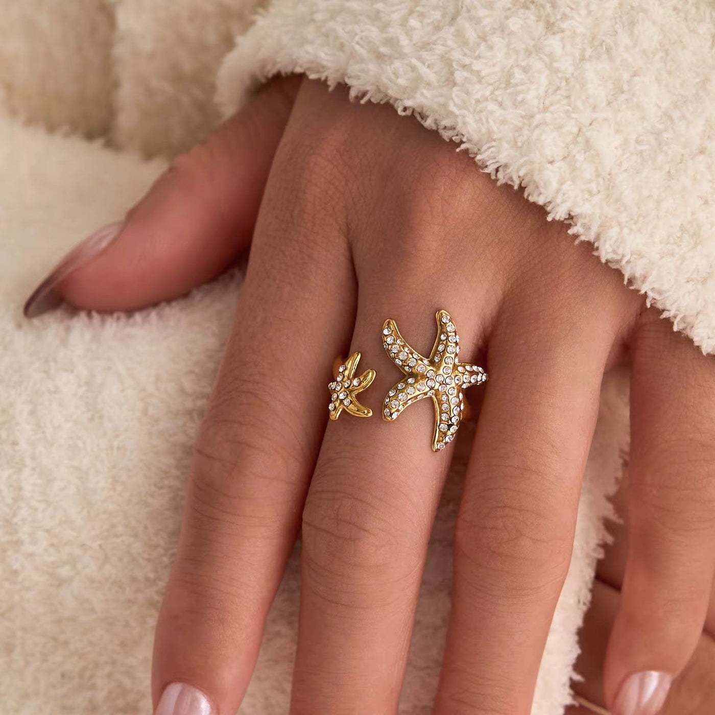 Starfish Diamante Ring