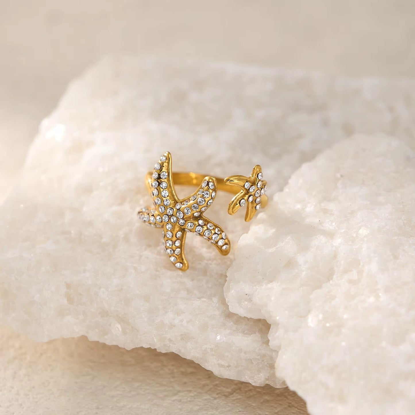 Starfish Diamante Ring
