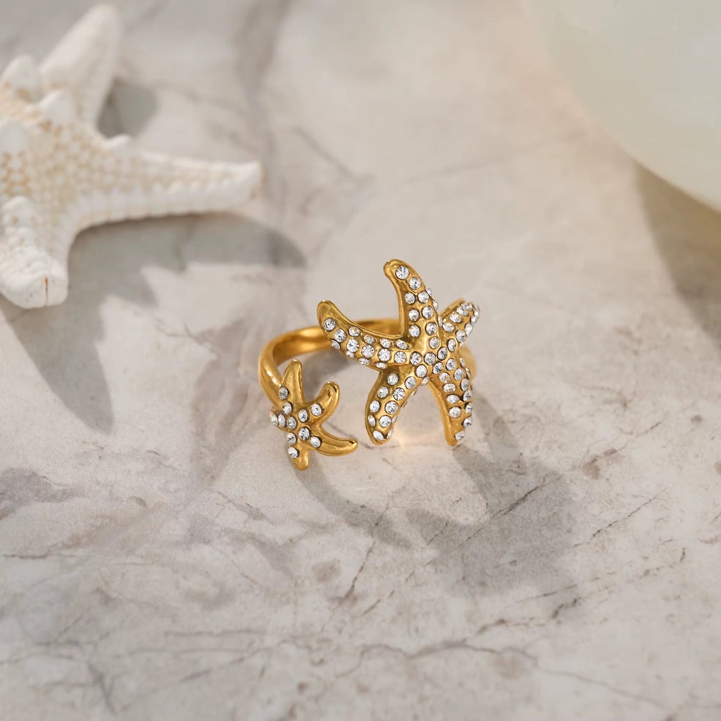 Starfish Diamante Ring