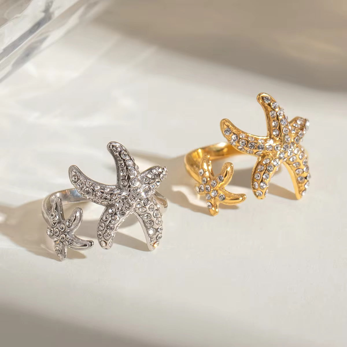 Starfish Diamante Ring