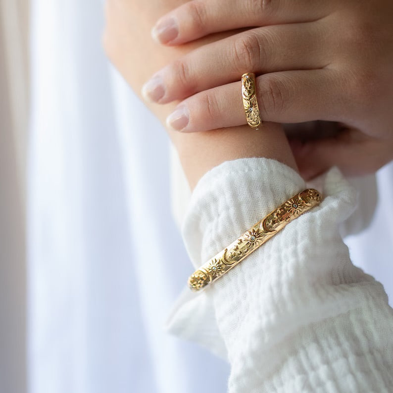 Sun And Moon Bangle Bracelet