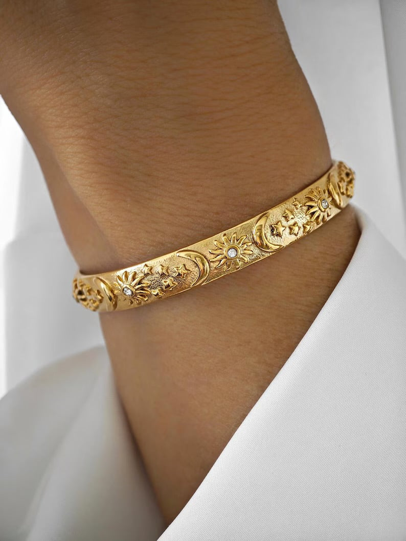 Sun And Moon Bangle Bracelet