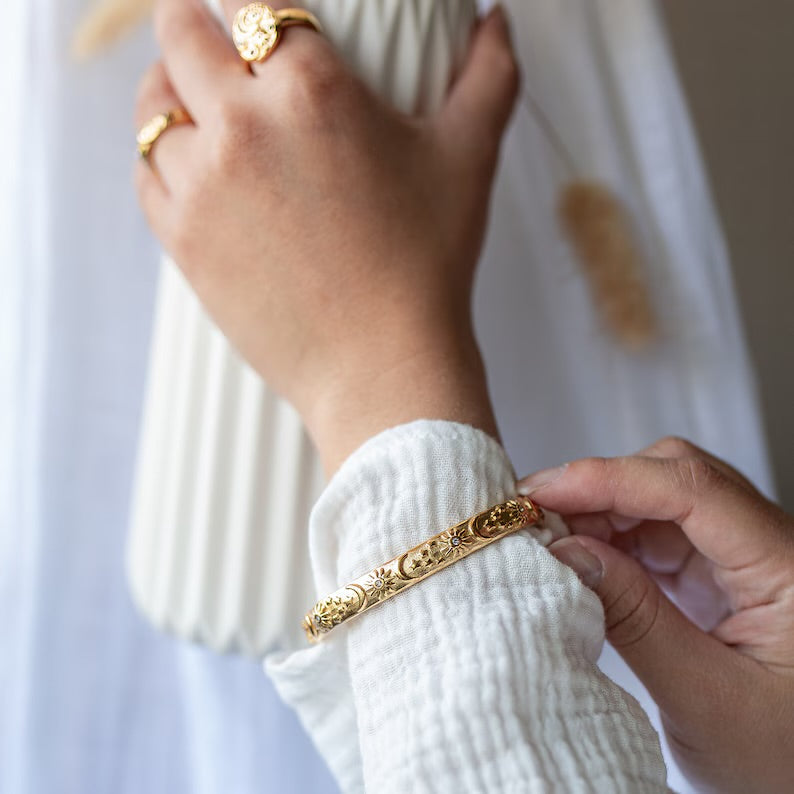 Sun And Moon Bangle Bracelet
