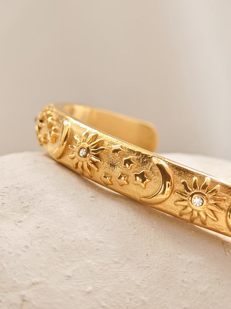 Sun And Moon Bangle Bracelet