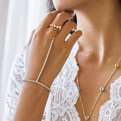 Tennis Hand Chain Bracelet