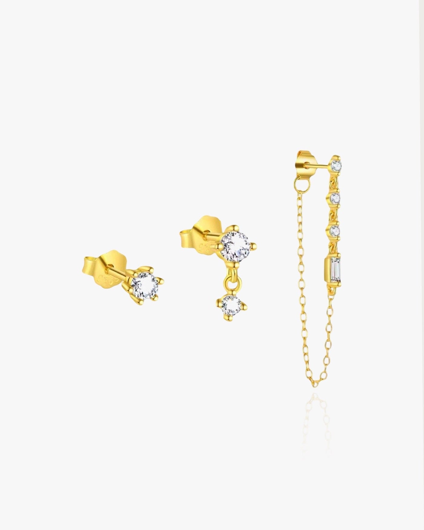 Triple Stud Earrings Set Sterling Silver