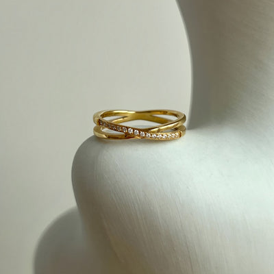 X Shape Pavé Ring