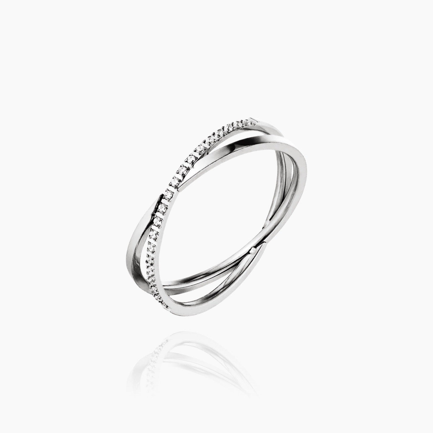 X Shape Pavé Ring