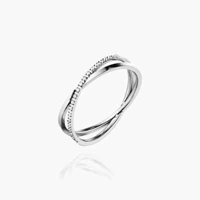 X Shape Pavé Ring
